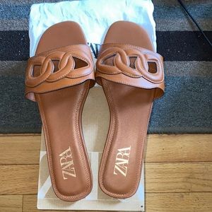 Zara Brown Leather Sandals size 11